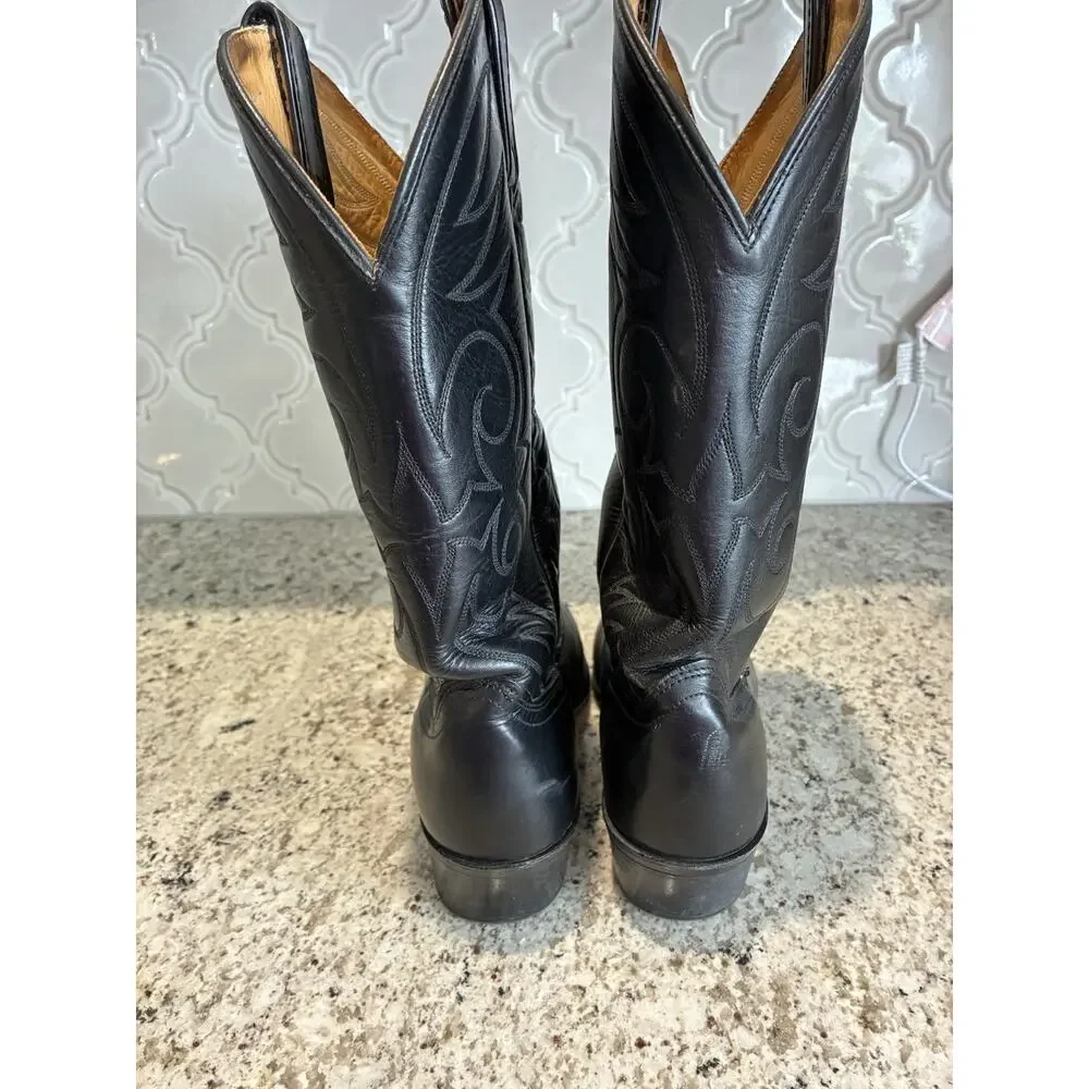 Vintage Mens Acme 16105 Black Cowboy Boots Size 10 D